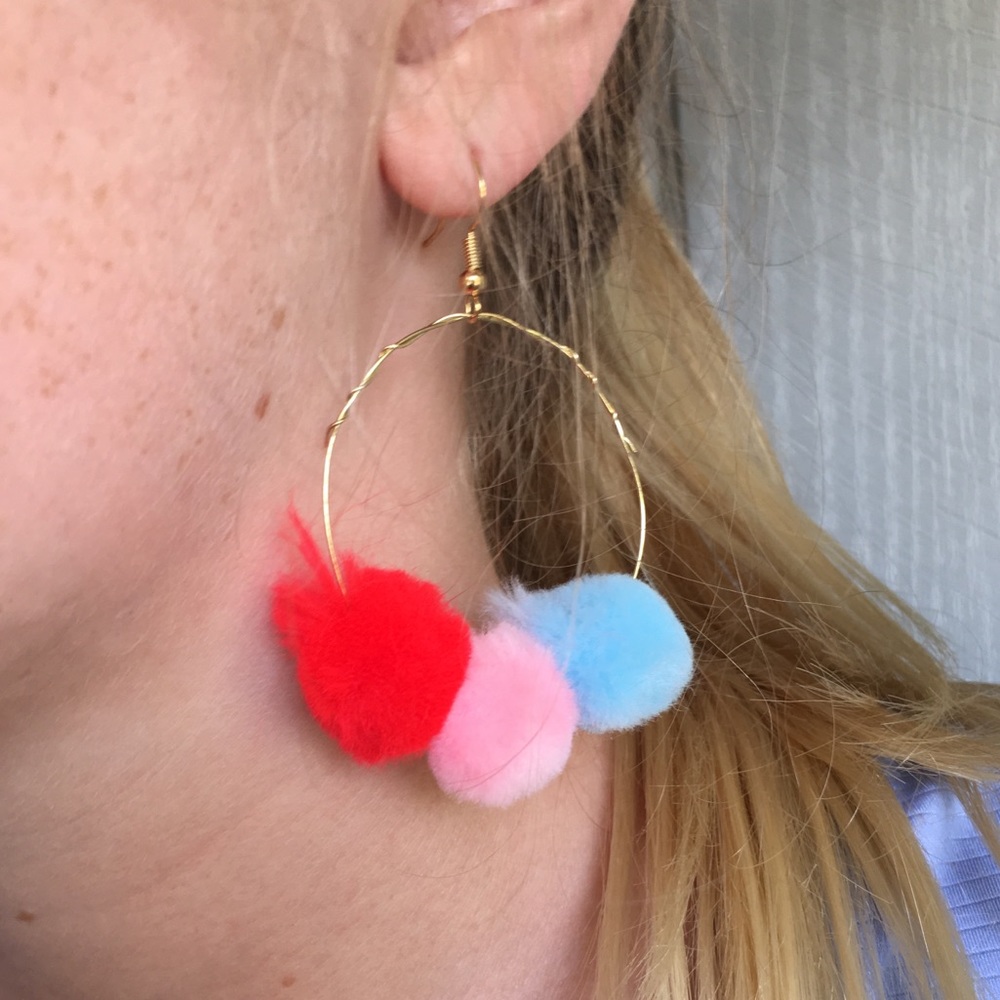 Multi colored puff earrings!